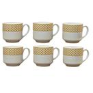 Conjunto de canecas com 6 unidades em cerâmica - sortidas - 120 ml - casual home