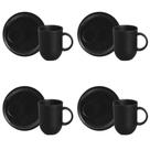 Conjunto De Canecas Com Pires 04 Peças Linhas Preto Matte Porto Brasil