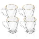Conjunto de Canecas de Café de Vidro Diamond Fio de Ouro 180ml - Lyor