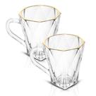 Conjunto de Canecas de Café de Vidro Diamond Fio de Ouro 180ml - Lyor