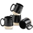 Conjunto de canecas de café Hasense de 15 onças de cerâmica com alças pretas, 4 unidades