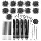 Conjunto de Canetas de Segurança Nadex 12 Pretas com Correntes