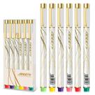 Conjunto de canetas SHRRTY Colored, pacote com 6 canetas com porta-canetas Gold Line