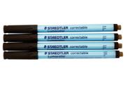 Conjunto de canetas STAEDTLER Lumocolor Corrigível de Ponta Fina Preto x4
