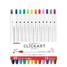 Conjunto de Canetas Zebra Clickart à Base de Água com 12 Cores WYSS22-12CST