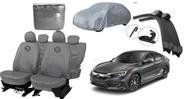 Conjunto de capa couro cinza Civic + capa + limpador