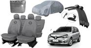 Conjunto de capa couro cinza Clio + proteção total Conjunto de capa couro cinza Clio + proteção total