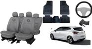 Conjunto de capa couro cinza Clio + tapete + volante Conjunto de capa couro cinza Clio + tapete + volante