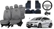 Conjunto de capa couro cinza Cruze + tapete + volante