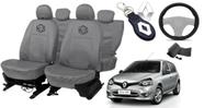 Conjunto de capa couro cinza + volante + chaveiro Clio Conjunto de capa couro cinza + volante + chaveiro Clio