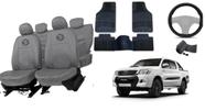 Conjunto de capa couro Hilux + tapete + volante premium