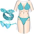 Conjunto de capa de biquíni Jeyiour Blue M Mermaid