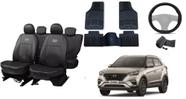 Conjunto de Capa de Couro + Capa de Volante + Tapete para Hyundai Creta 14-20