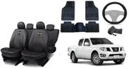 Conjunto de Capa de Couro para Nissan Frontier 2015-2020 + Tapetes + Capa de Volante