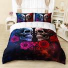 Conjunto de capa de edredom AILONEN 3D Sugar Skull King Size com 2 fronhas
