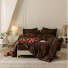 Conjunto de capa de edredom BEDEAR Cocoa Brown Vintage Queen com 2 fronhas
