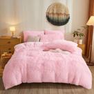 Conjunto de capa de edredom Besfunny Pink Fluffy Faux Fur Queen Size