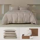 Conjunto de capa de edredom de algodão de costura dupla Tencel Queen Sandstone