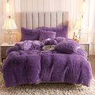 Conjunto de capa de edredom de cama Uhamho Faux Fur Velvet Fluffy Purple Conjunto de capa de edredom de cama Uhamho Faux Fur Velvet Fluffy Purple