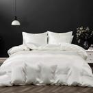 Conjunto de capa de edredom de cetim P Pothuiny Full/Queen Size branco marfim