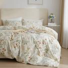 Conjunto de capa de edredom EAVD Vintage Floral Queen 100% algodão branco
