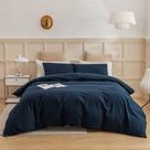 Conjunto de capa de edredom ECOCOTT Navy Blue Queen Size 100% algodão