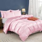 Conjunto de capa de edredom Horbaunal Satin Queen/Full Size Blush Pink