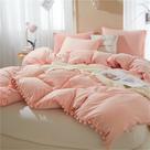 Conjunto de capa de edredom IHOUSTRIY Washed Microfiber Queen Size Pink