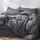 Conjunto de capa de edredom MooMee Bedding 100% algodão lavado e linho King