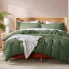 Conjunto de capa de edredom Nestl Olive Green Queen Size 3 peças