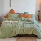 Conjunto de capa de edredom Simple & Opulence 100% linho Sage Green Queen