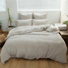 Conjunto de capa de edredom Simple & Opulence, 100% linho, tamanho queen size, 3 unidades Conjunto de capa de edredom Simple & Opulence, 100% linho, tamanho queen size, 3 unidades