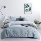 Conjunto de capa de edredom SUSYBAO Light Blue Gingham Queen 100% algodão