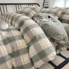 Conjunto de capa de edredom VM VOUGEMARKET Green Plaid Queen Size, 3 unidades