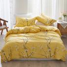 Conjunto de capa de edredom WONGS BEDDING Yellow Floral Queen com 2 travesseiros Conjunto de capa de edredom WONGS BEDDING Yellow Floral Queen com 2 travesseiros
