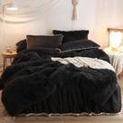 Conjunto de capa de edredon HAIHUA Luxury Plush Shaggy Black Queen Conjunto de capa de edredon HAIHUA Luxury Plush Shaggy Black Queen
