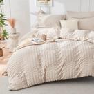 Conjunto de capa de edredon HYMOKEGE Beige Seersucker Queen Size Conjunto de capa de edredon HYMOKEGE Beige Seersucker Queen Size
