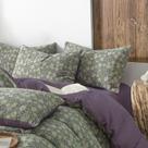 Conjunto de capa de edredon VM VOUGEMARKET verde e roxo Floral Queen