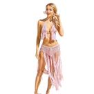 Conjunto de capa de praia, cardigã feminino com franjas de crochê, 2 peças