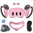 Conjunto de capa de silicone para Meta Oculus Quest 3 VR rosa