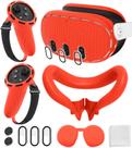 Conjunto de capa protetora de silicone para Oculus/Meta Quest 3 - vermelho