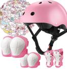 Conjunto de Capacete Infantil FiveColor&Co com Protetores Rosa Unicórnio