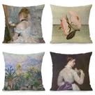 Conjunto de capas de almofada, arte impressionista, estilo vintage