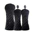 Conjunto De Capas De Couro Preto Para Cabeça De Taco De Golfe Para Driver, Fairway Wood E Híbrido
