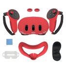 Conjunto de capas de silicone para Meta Oculus Quest 3 VR, 7 peças, vermelho