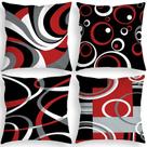 Conjunto de capas de travesseiro geométrico abstrato vermelho preto branco x4 Conjunto de capas de travesseiro geométrico abstrato vermelho preto branco x4