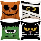 Conjunto de capas de travesseiro Halloween Spooky Pumpkin Mummy Frankenstein