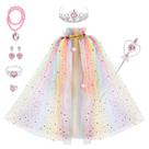 Conjunto de capas Princess Fedio de 7 peças com tiara, coroa e varinha para meninas