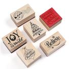 Conjunto de carimbos de borracha de madeira de Natal Watersay de 6 peças