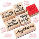 Conjunto de carimbos de borracha de Natal Watersay 6 peças Wooden Craft Conjunto de carimbos de borracha de Natal Watersay 6 peças Wooden Craft